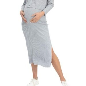 Angel maternity grey ribbed skirt and cardigan, size small